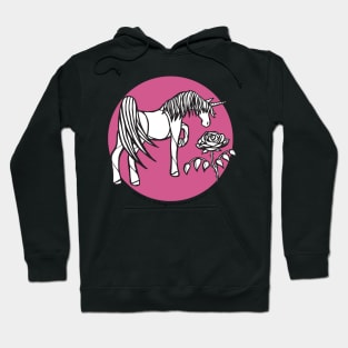 Unicorn Sniffing a Rose — Inktober Unicorn illustration series Hoodie